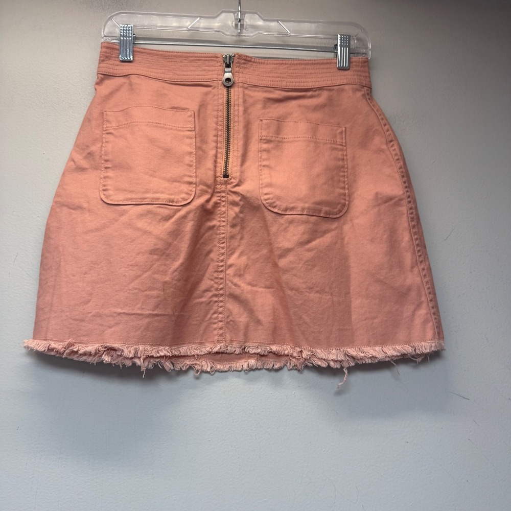Madewell Mini Skirt Women 2 Salmon Pink Excellent Frayed Hem Denim A-Line 12859